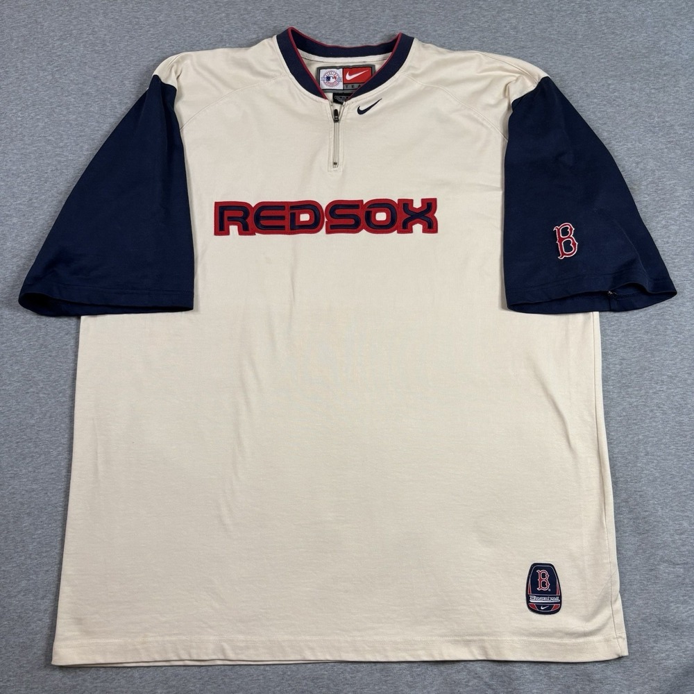 Nike Boston Red Sox 1/4 Zip Warm Up Shirt XXL MLB Authentic Cream Baseball